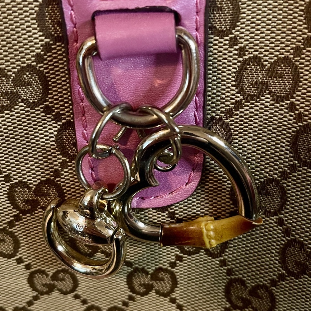 Gucci Beige GG Canvas Tote with Pink Leather Trim - Picture 3 of 11